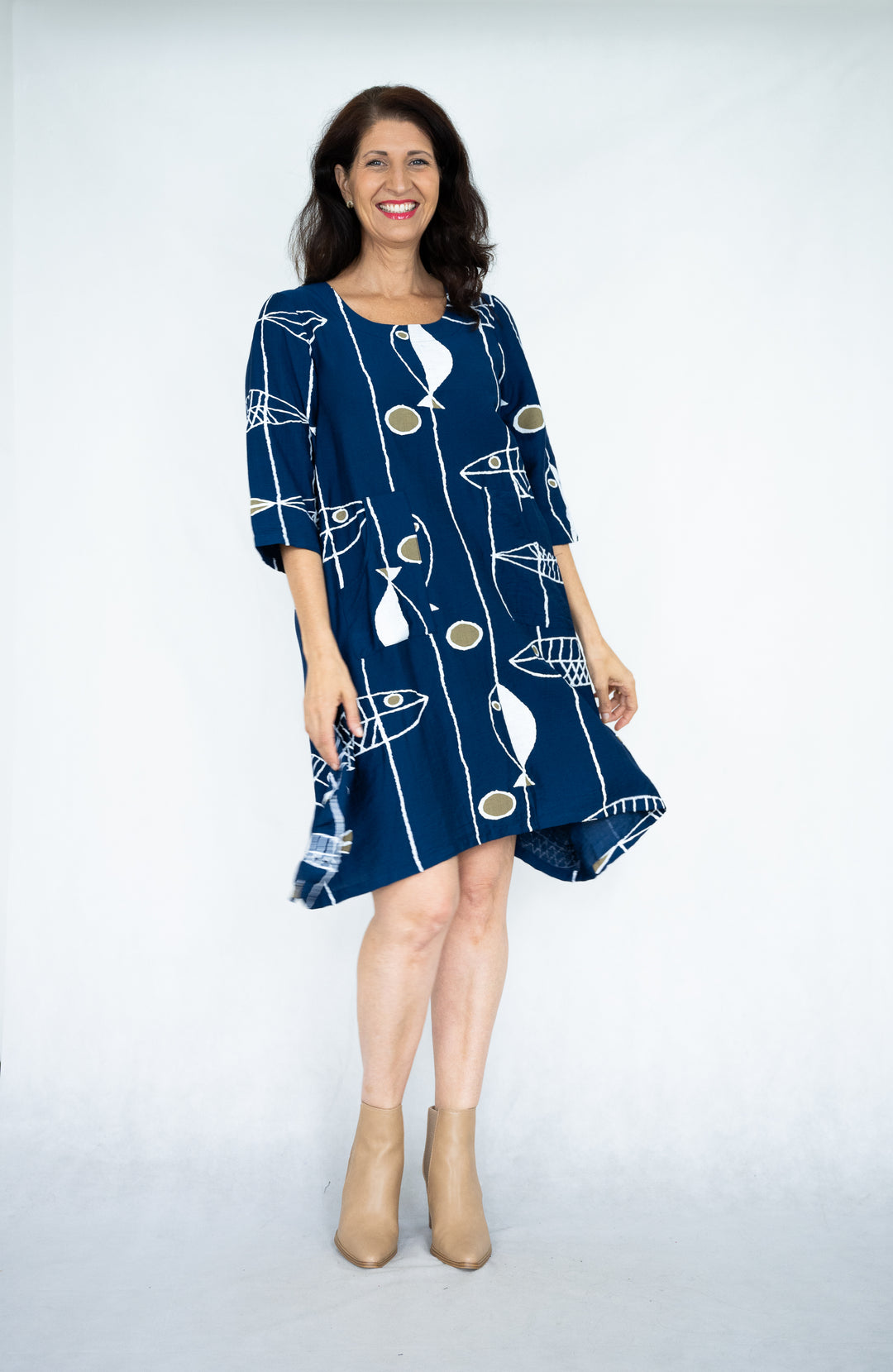 Fish Print Pocket Dress