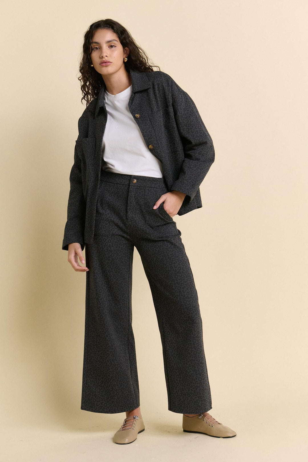 Jude Linen Pants Black Leopard
