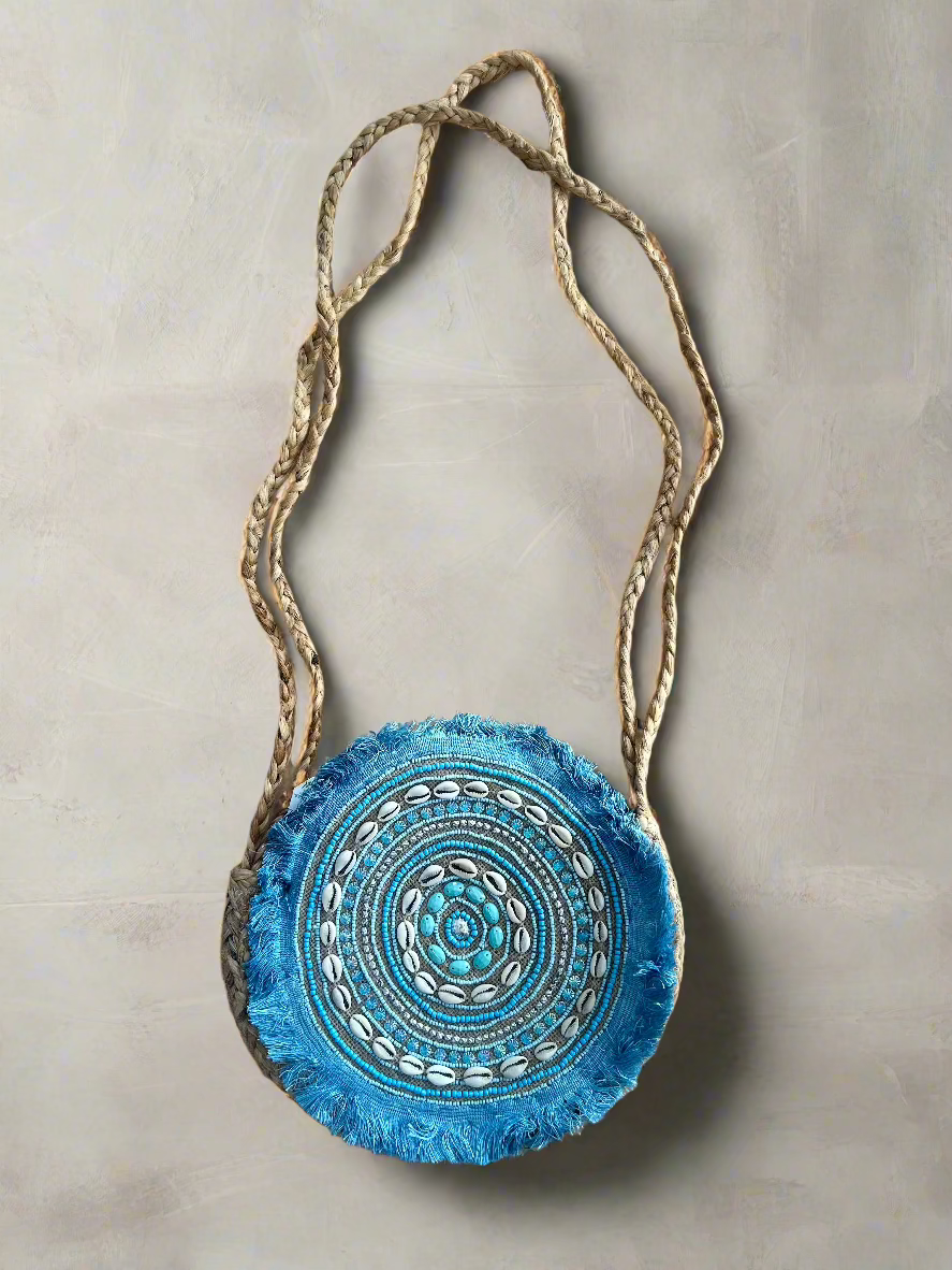 Mandala Woven Raffia Tote