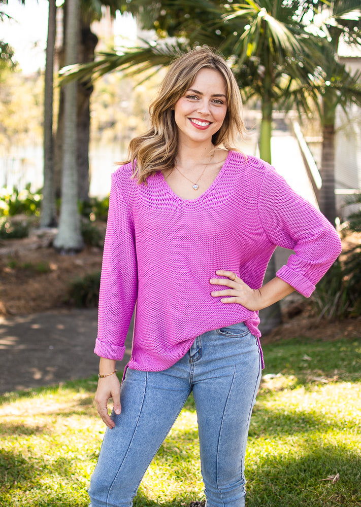Annie Cotton Knit - Magenta