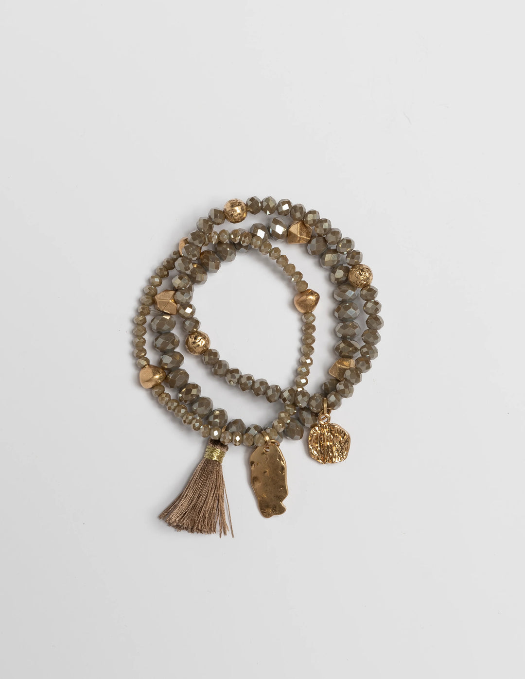 Smokey Quartz 3 Bead Bracelet