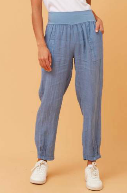 Bottega Moda Linen Pants Denim