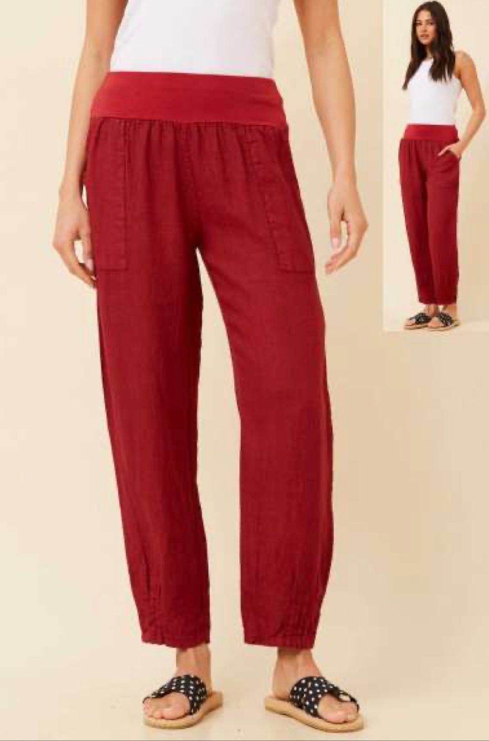 Bottega Moda Linen Pants Dahlia