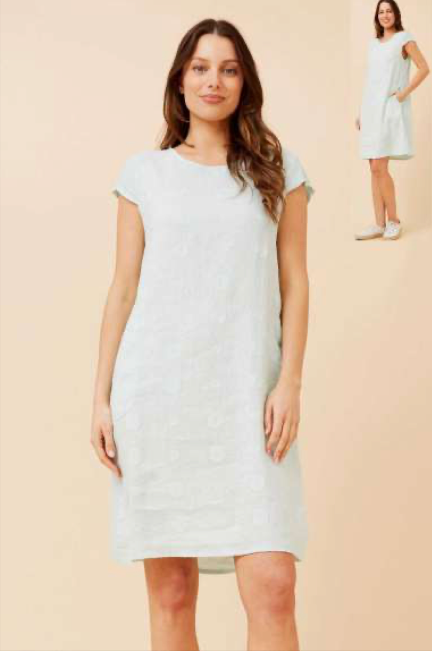 Italian Linen Rib Dress Mint