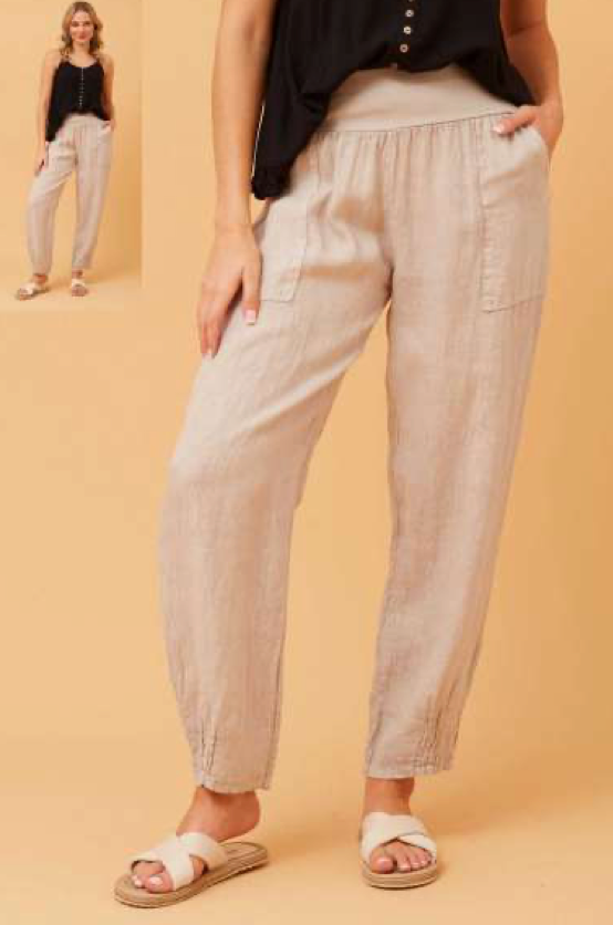 Bottega Moda Linen Pants Sand