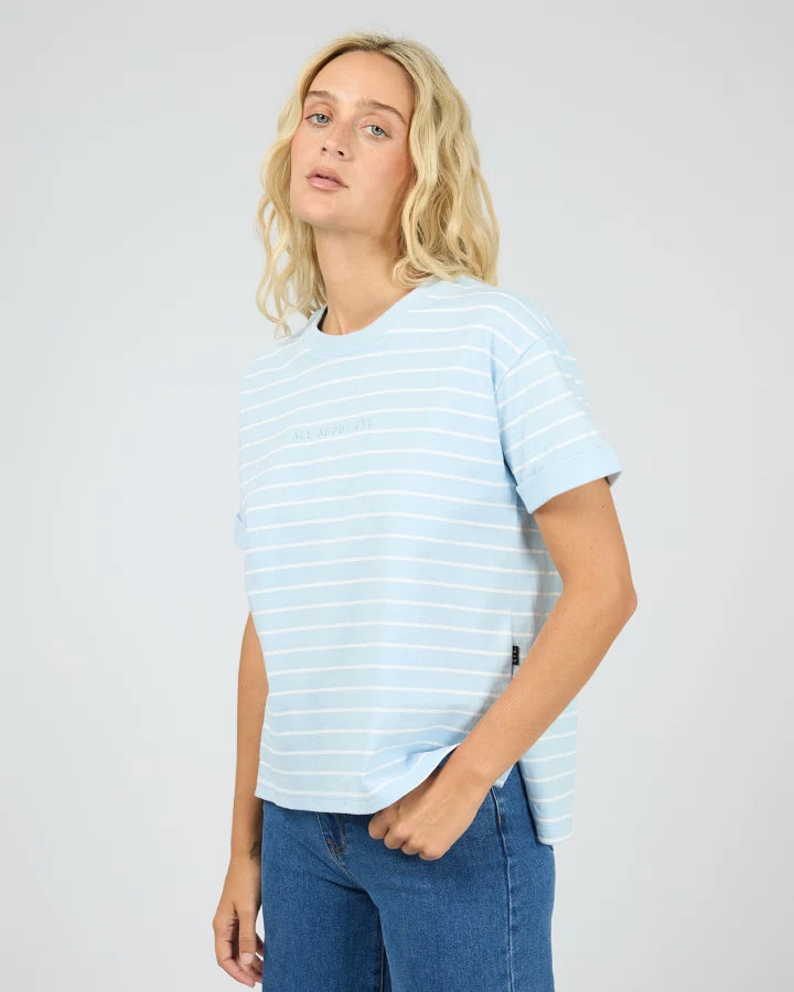 AAE Washed Tee Stripe Ocean Blue