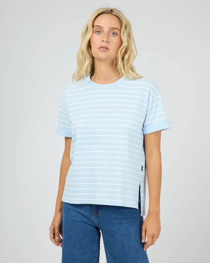 AAE Washed Tee Stripe Ocean Blue