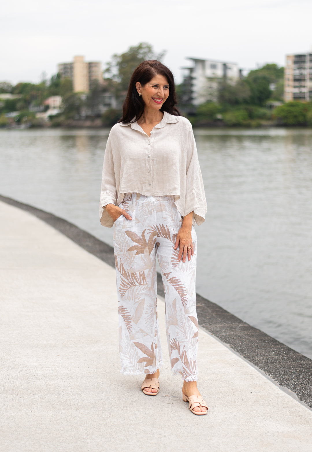 Linen Boxy Button Up Sand