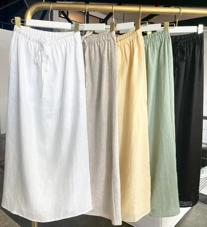Tara Linen Skirt White
