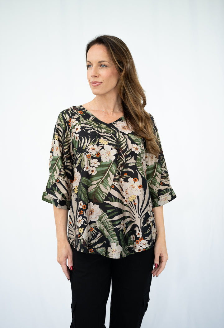 Willow Tree Tropical Button Back Top