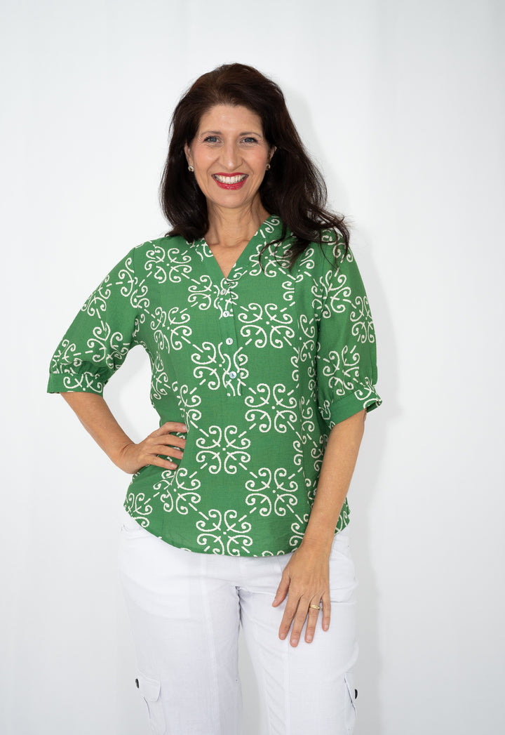 Green Ikat Blouse