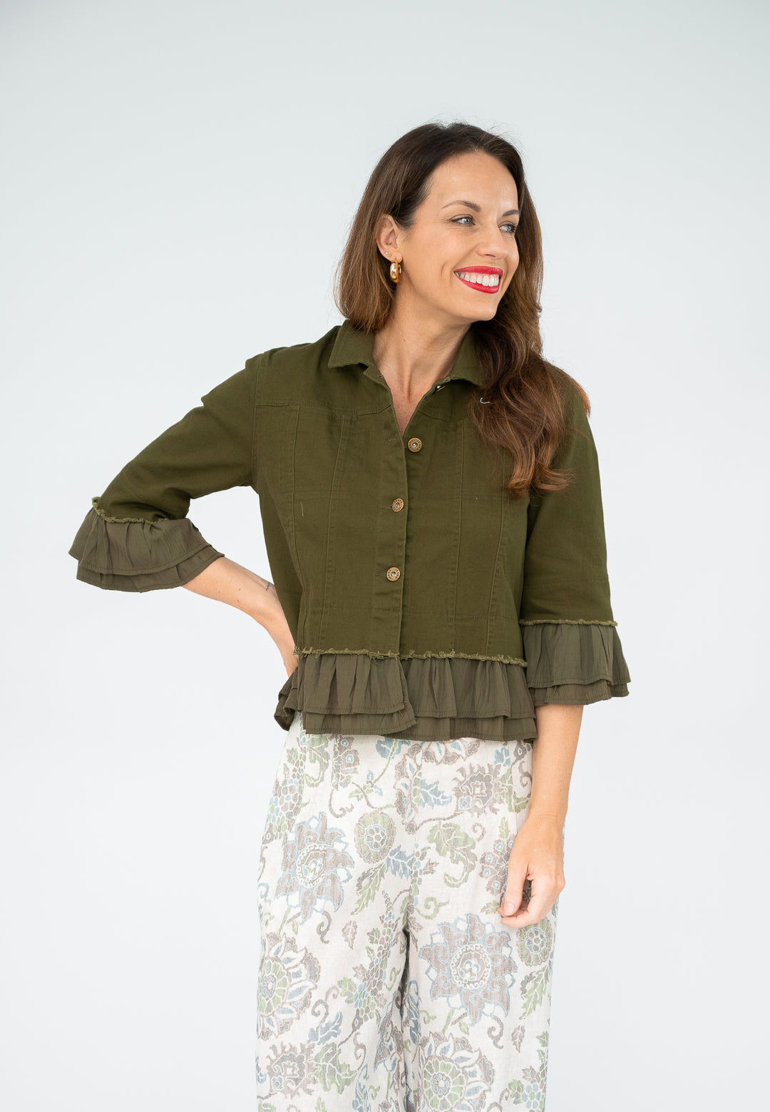 Frills Jacket Khaki