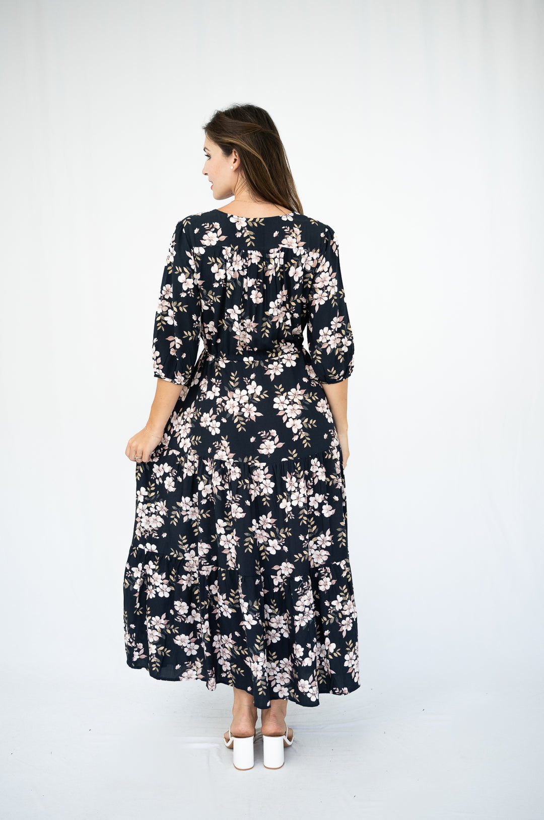 Navy Blossom Selma Maxi Dress