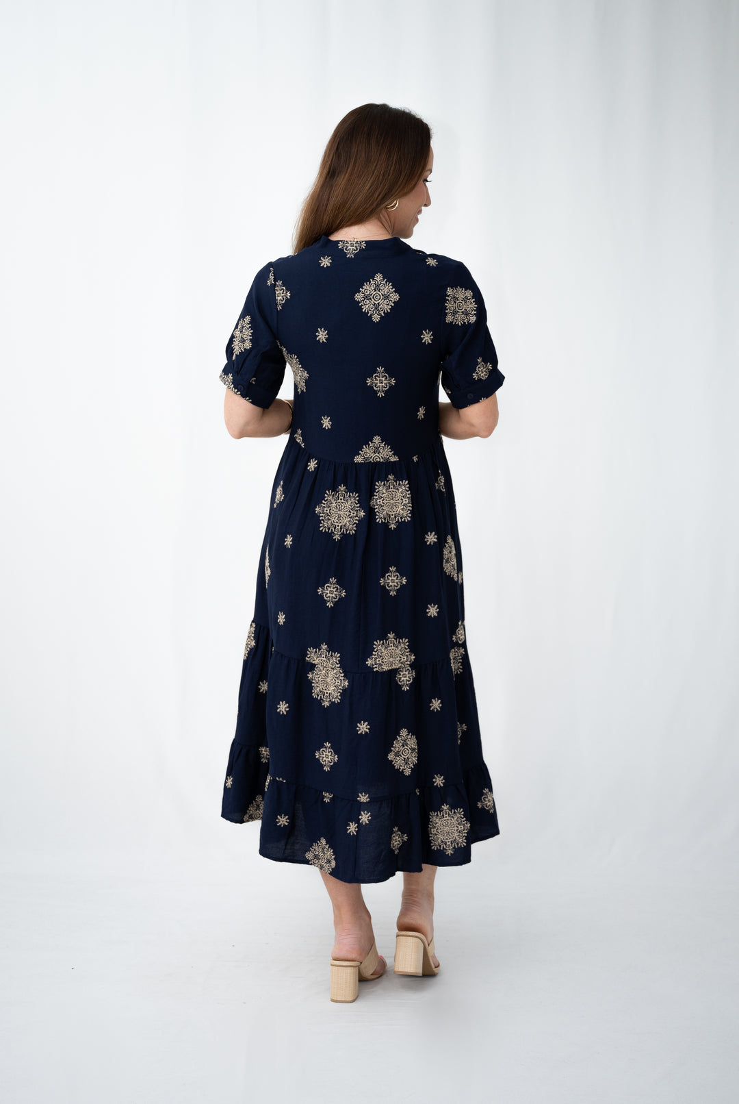 Midnight Gold Midi Dress