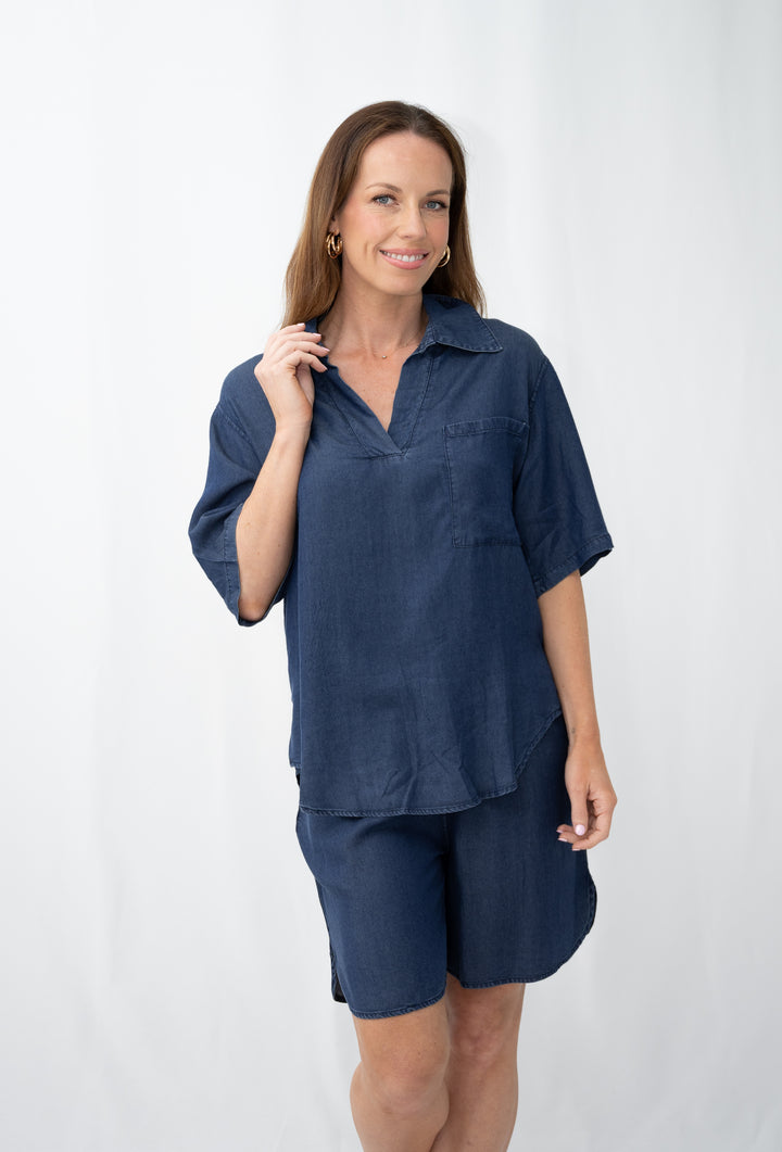 Cotton Chambray Top
