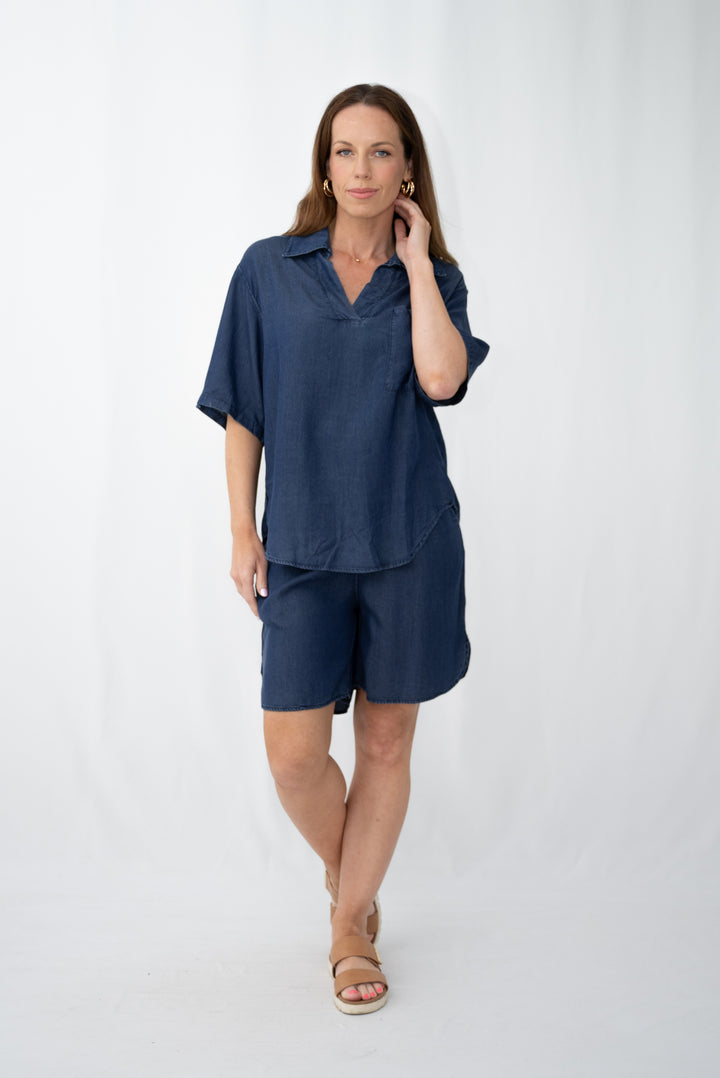 cotton denim set
• women’s denim top
• women’s denim shorts
• matching denim set Australia
• Jolie clothing set
• summer travel outfit women
• travel-friendly clothing set
• coastal summe