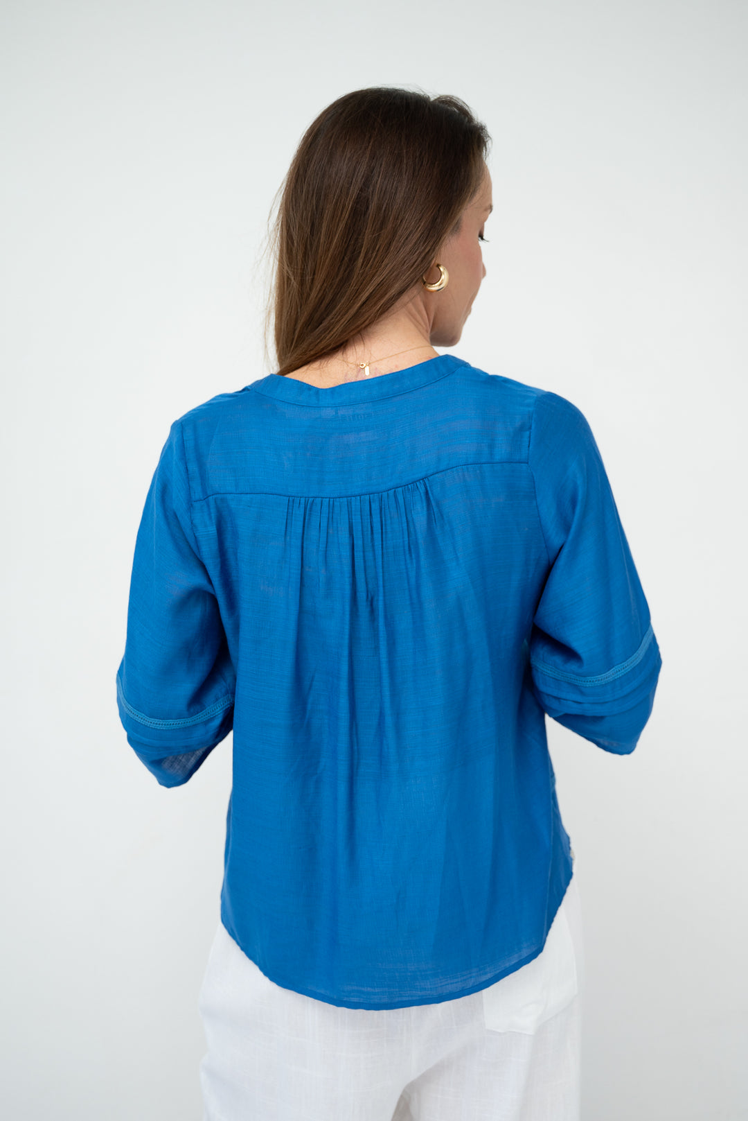 Paloma Pintuck Blouse Cobalt