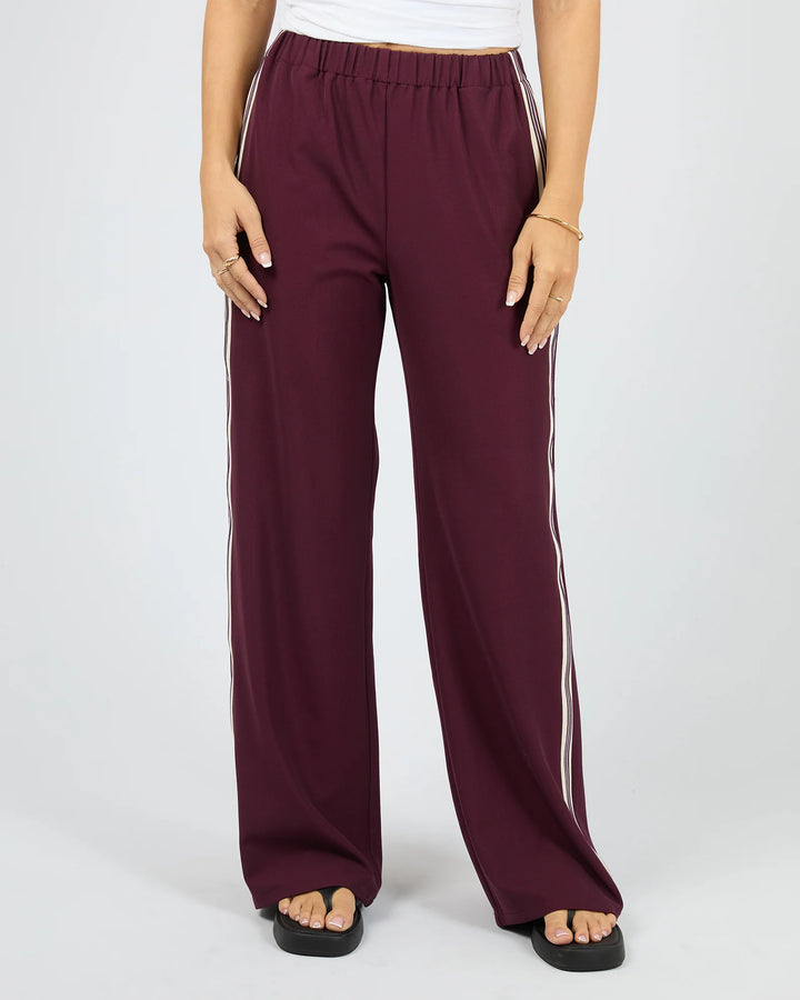 Lina Side Stripe Pant Wine