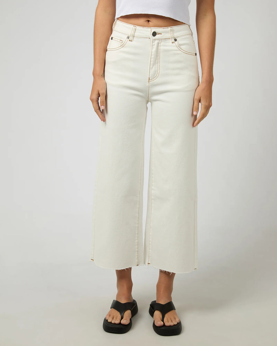 Charlie High Rise Wide Leg Jean Ecru