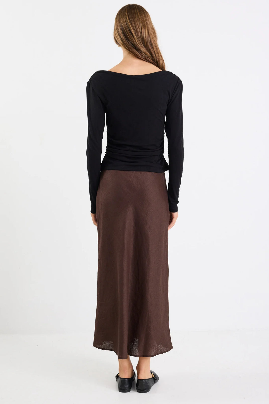 Bliss Linen Skirt Chocolate