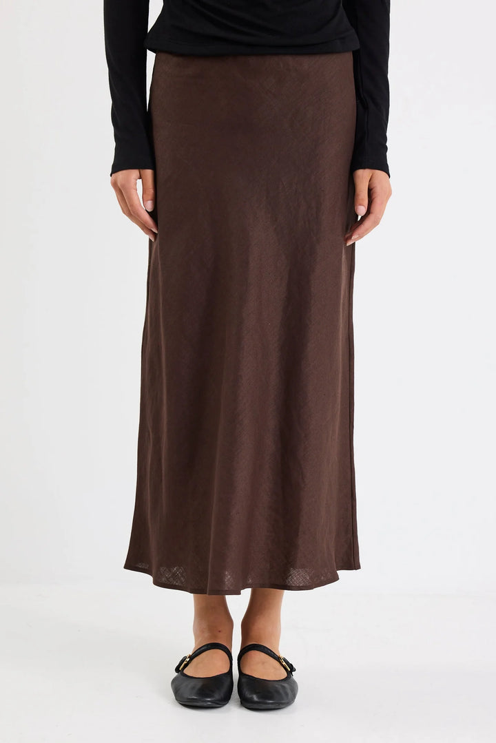 Bliss Linen Skirt Chocolate