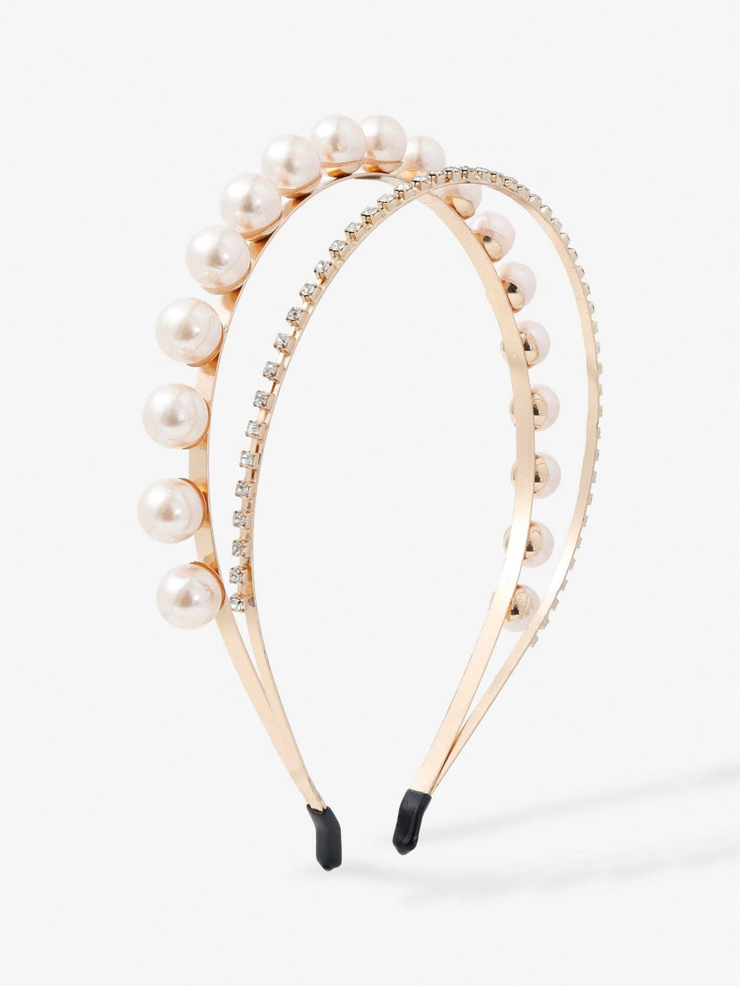 Pearl and rhinestone headband on a white background