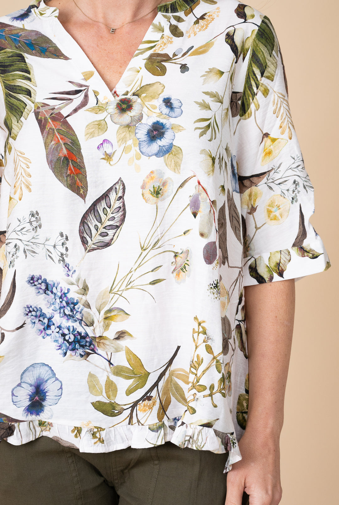 Elodie Botanical Frill Hem Top