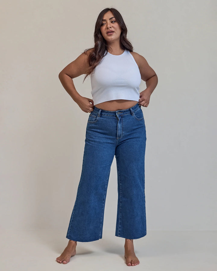 Charlie Wide Leg Jean Mid Blue