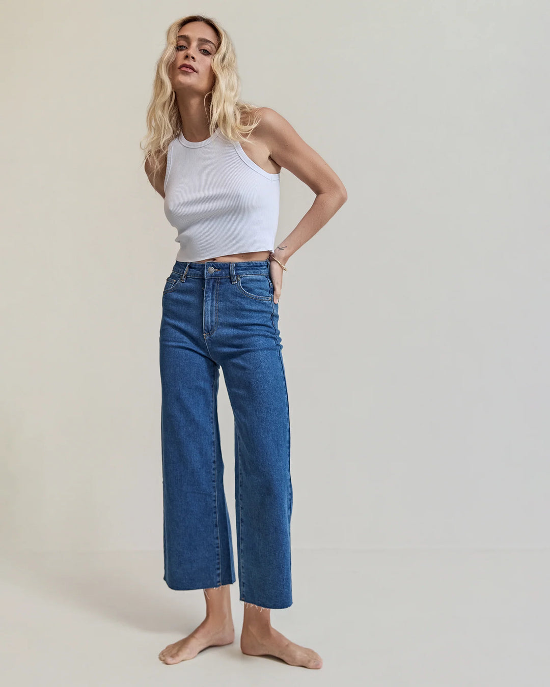 Charlie Wide Leg Jean Mid Blue