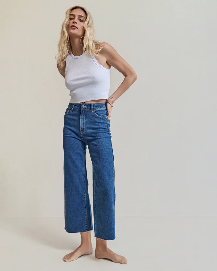 Charlie Wide Leg Jean Mid Blue