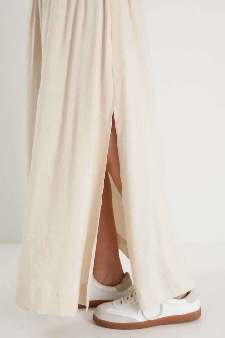 Byron Linen Shirred Waist Skirt