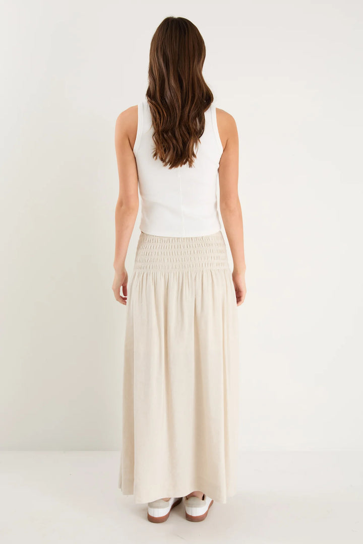 Byron Linen Shirred Waist Skirt