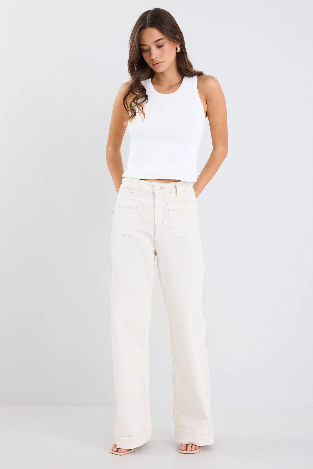 Zoey Wide Leg Jeans Ecru