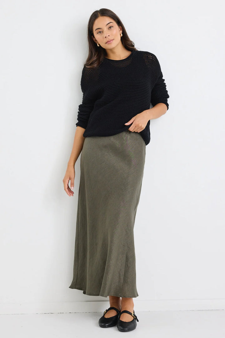 Bliss Linen Skirt Khaki