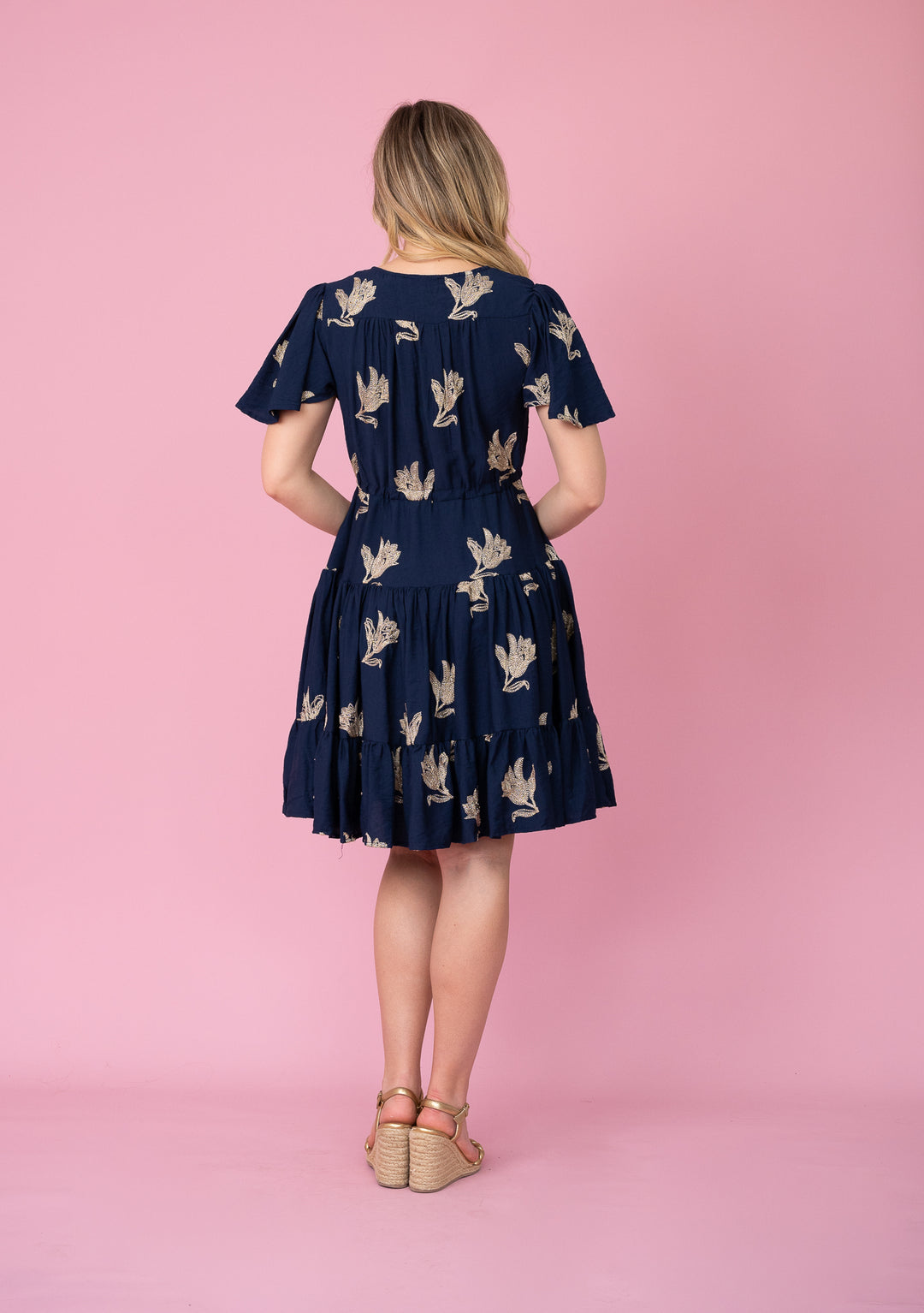 Champagne Bloom Selma Dress Navy