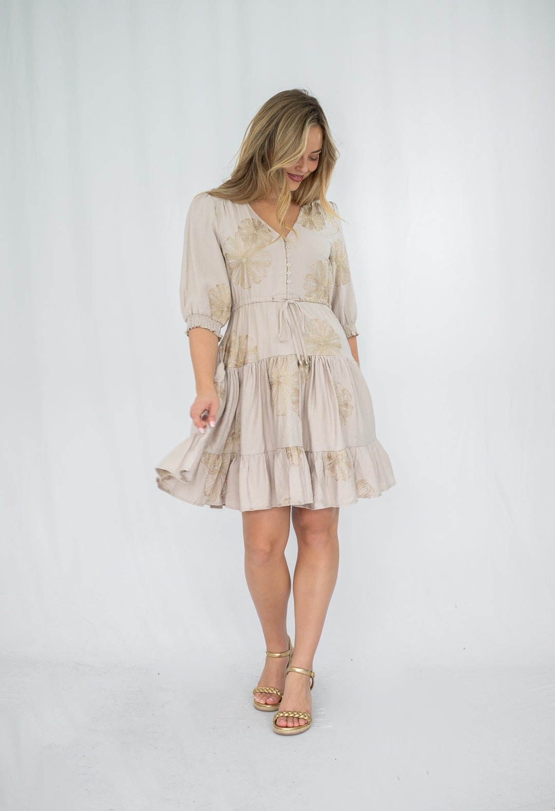 Sunray Gold Floral Selma Dress