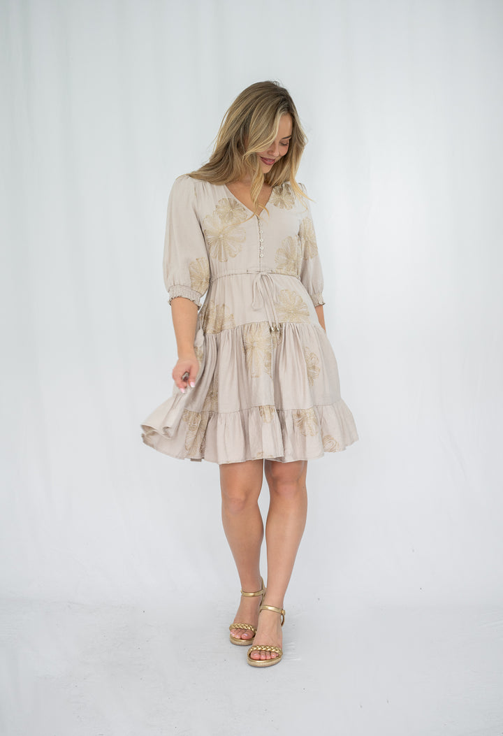 Sunray Gold Floral Selma Dress
