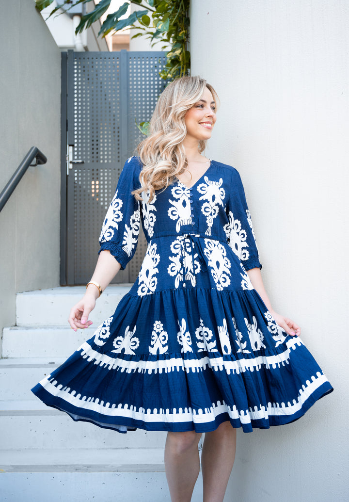 Riviera Selma Midi Dress 3/4 Sleeve