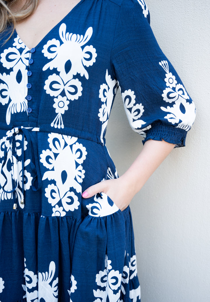 Riviera Selma Midi Dress 3/4 Sleeve