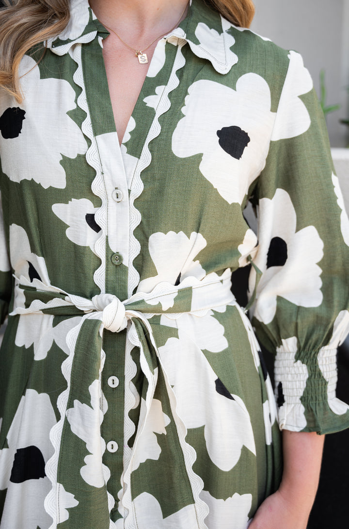 Olive Blooms Maxi Dress