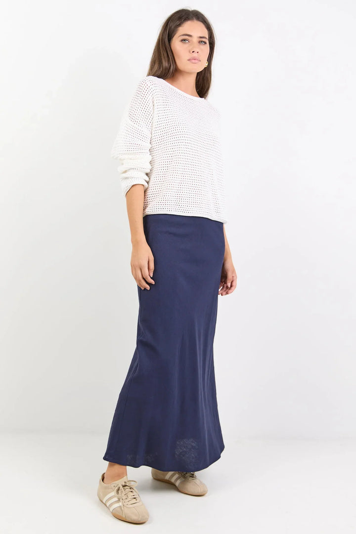 Bliss Linen Skirt Navy