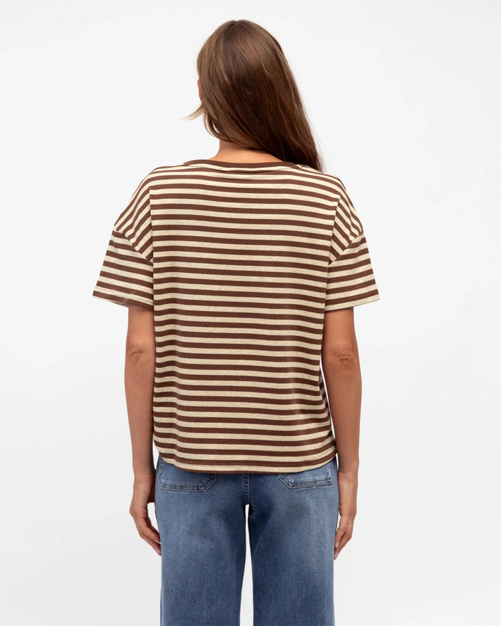Easy Tuck Tee Choc Stripe
