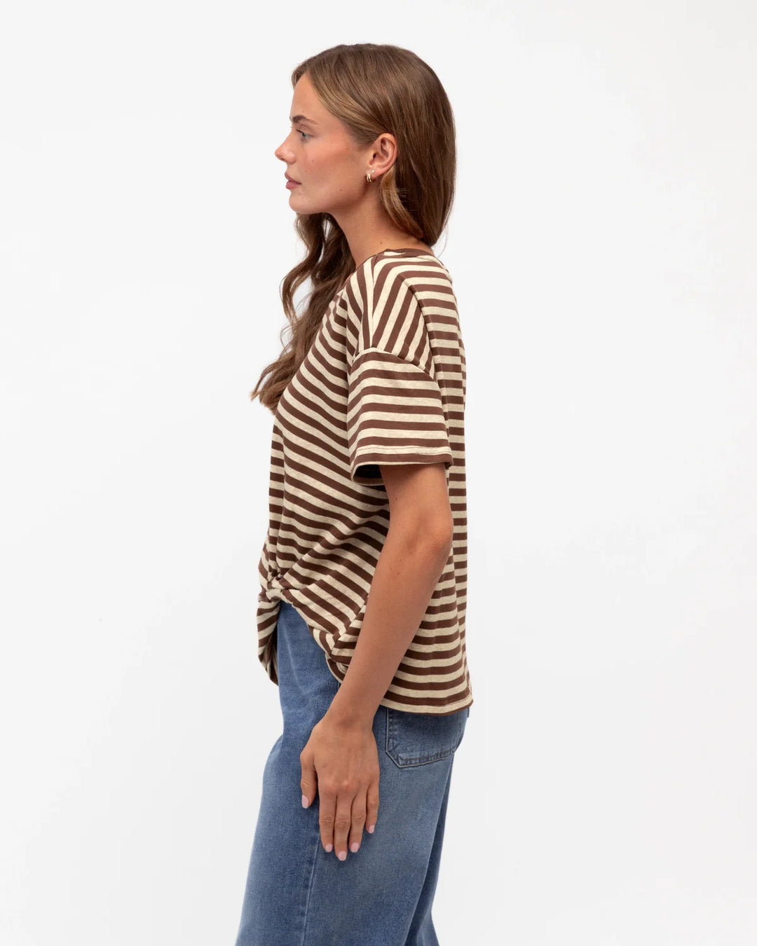 Easy Tuck Tee Choc Stripe