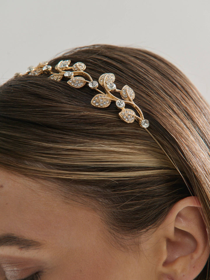 Fairy Gold Crystal Leaf Headband