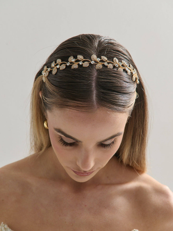 Fairy Gold Crystal Leaf Headband
