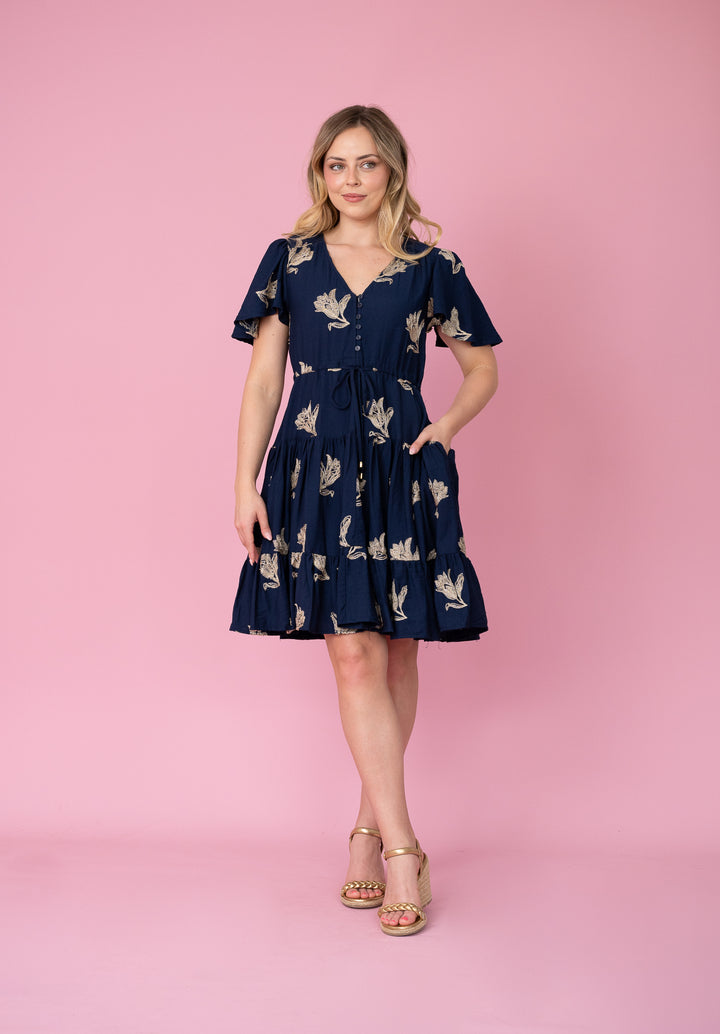 Champagne Bloom Selma Dress Navy
