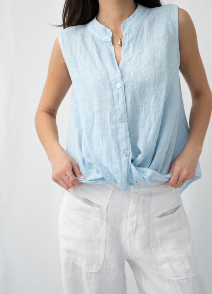 Linen Easy Tuck Shirt Sky Blue