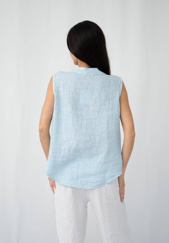 Linen Easy Tuck Shirt Sky Blue
