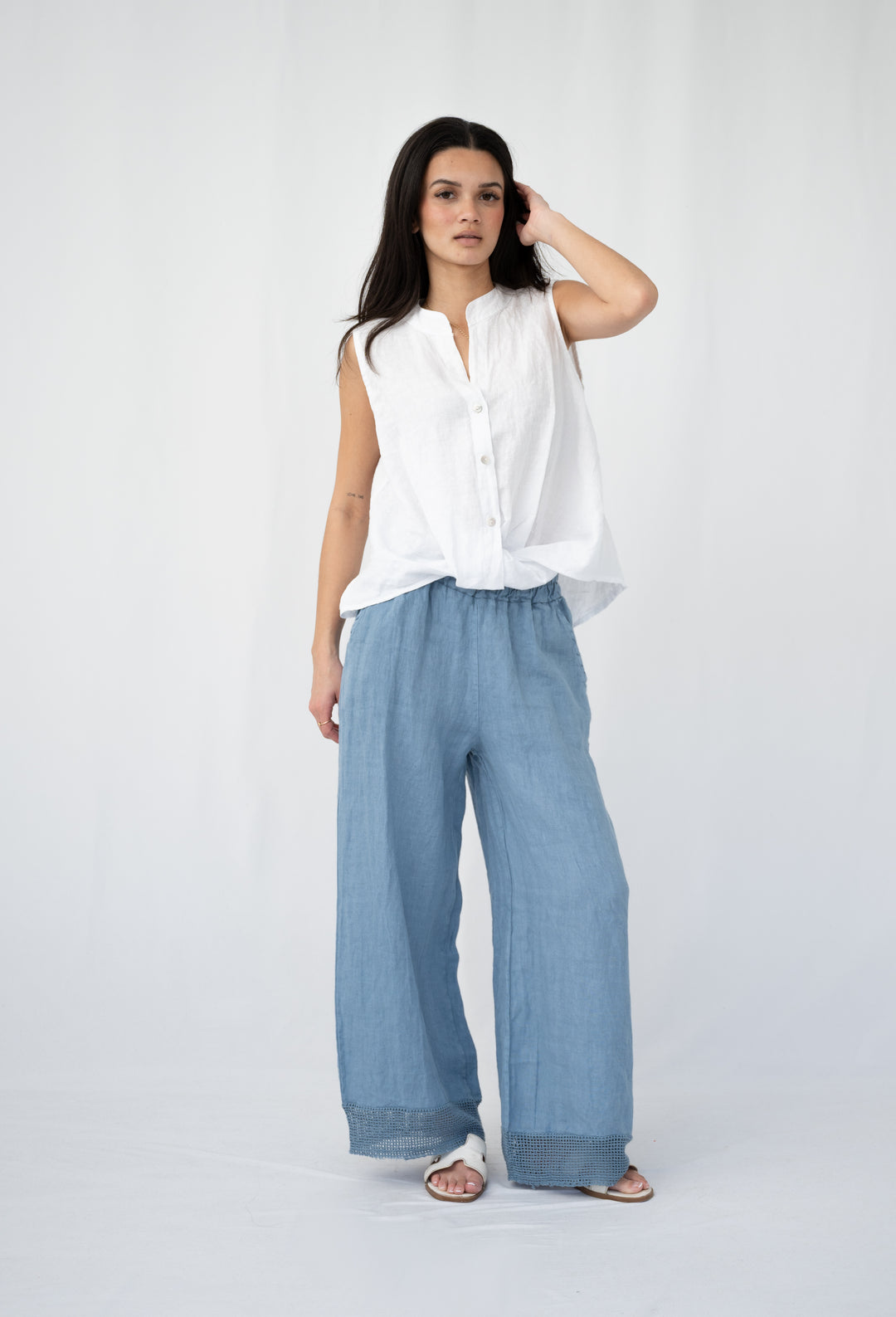 Linen Easy Tuck Shirt White