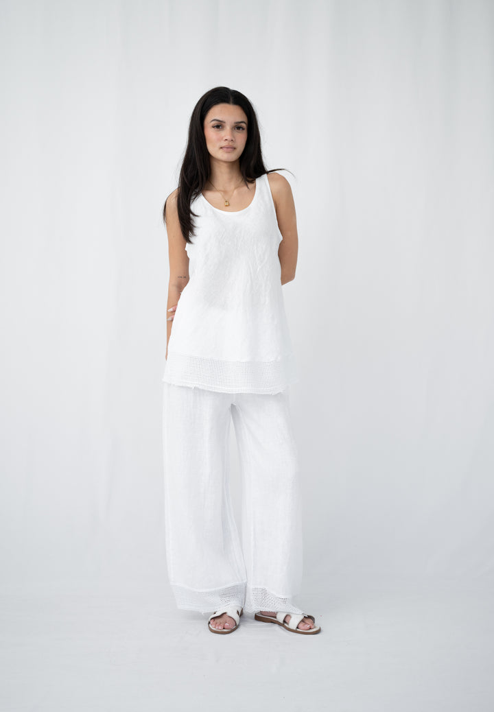 Celeste Linen Tank White